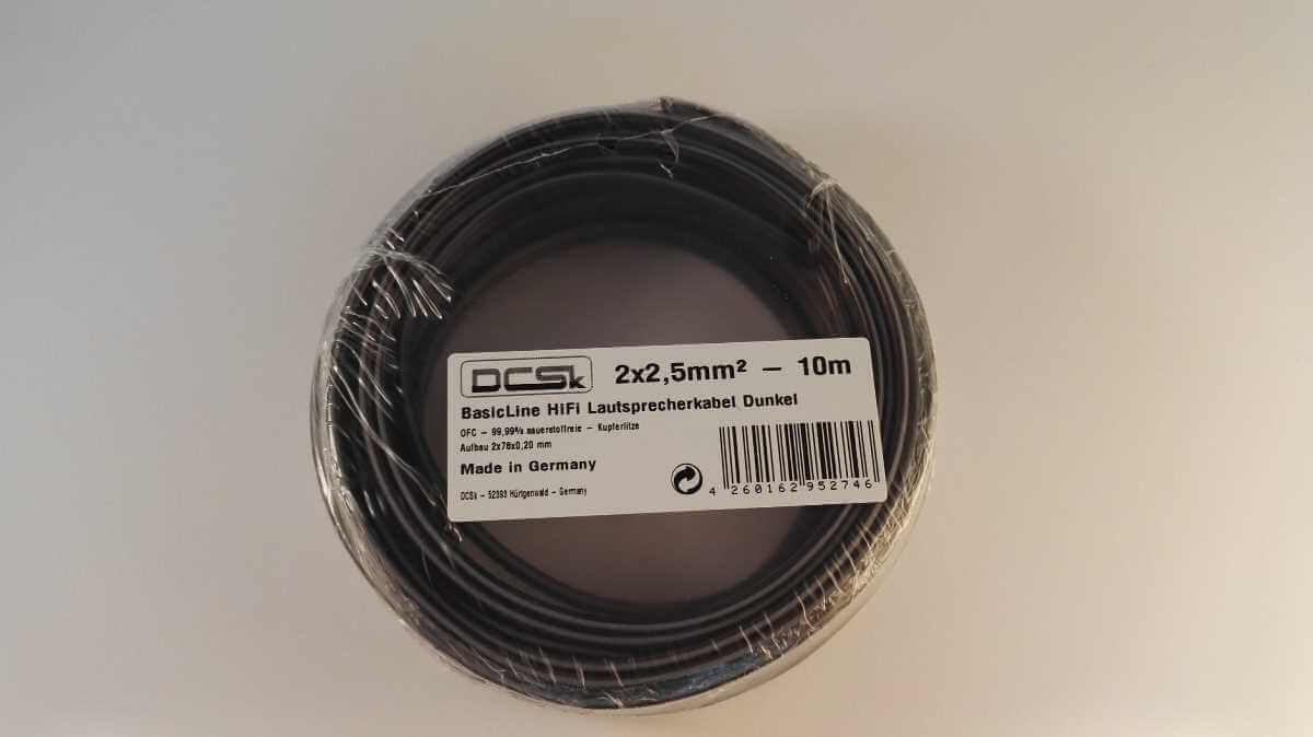 50m HiFi Boxen Lautsprecher kabel 2 x 2,5mm² 99,9% OFC Vollkupfer 0,20mm Litze